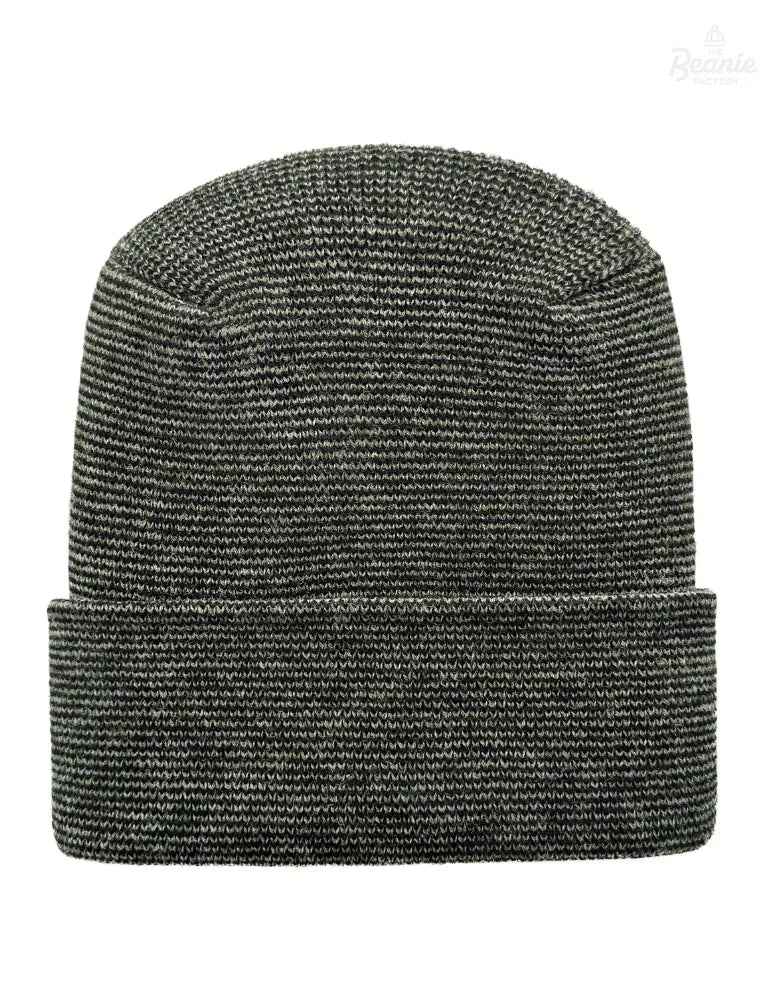 Cuffed Beanie - Circular knit Winter Hat - H-Stitch - Fusion - Black / Green