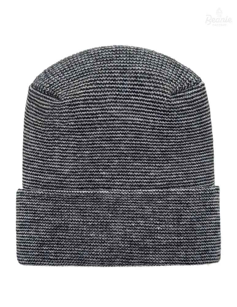 Cuffed Beanie - Circular knit Winter Hat - H-Stitch - Fusion - Black / Gray
