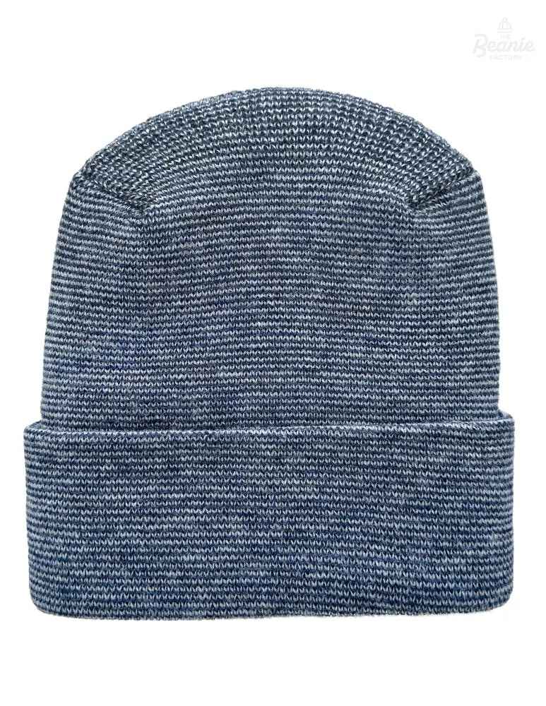 Cuffed Beanie - Circular knit Winter Hat - H-Stitch - Fusion - Gray / Denim