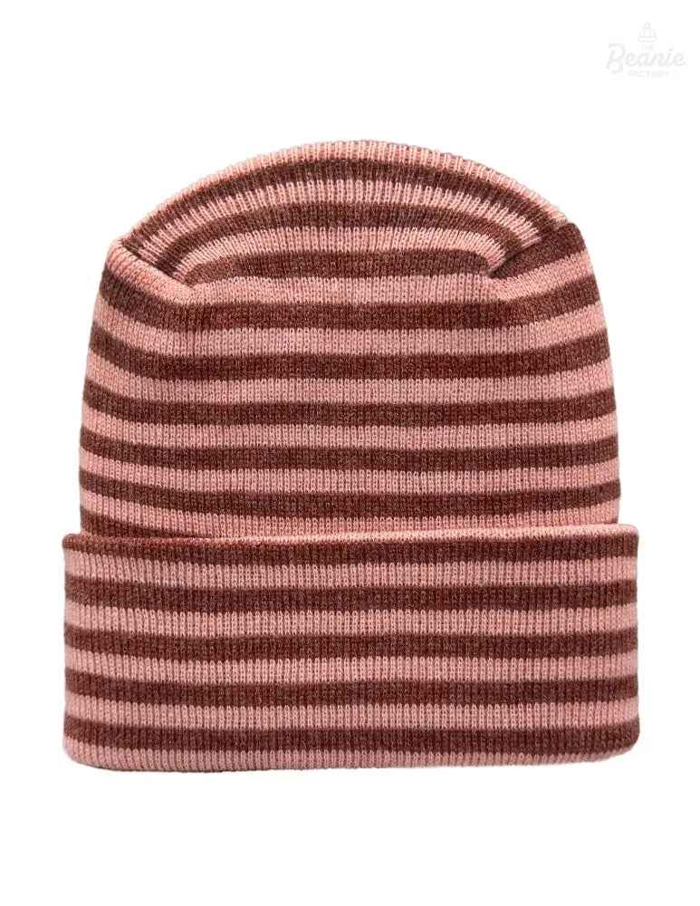 Cuffed Beanie - Circular knit Winter Hat - H-Stitch - Roro - Burgundy / Pink