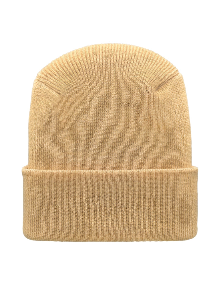 Cuffed Beanie - Circular knit Winter Hat - H-Stitch - Solid - Beige