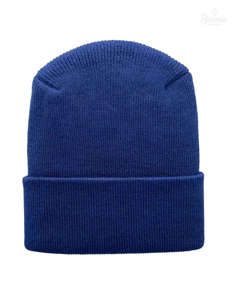Cuffed Beanie - Circular knit Winter Hat - H-Stitch - Solid - Blue