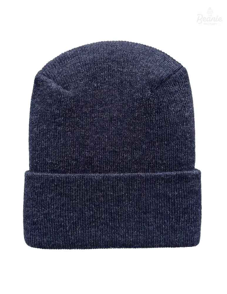 Cuffed Beanie - Circular knit Winter Hat - H-Stitch - Solid - Denim
