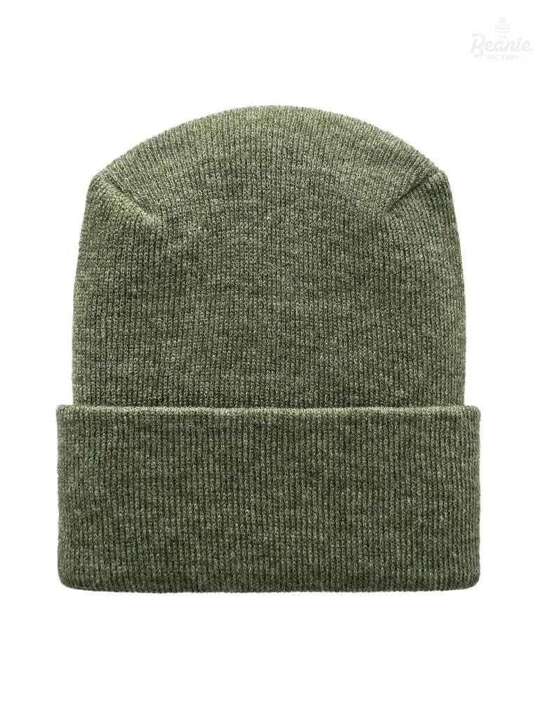 Cuffed Beanie - Circular knit Winter Hat - H-Stitch - Solid - Green