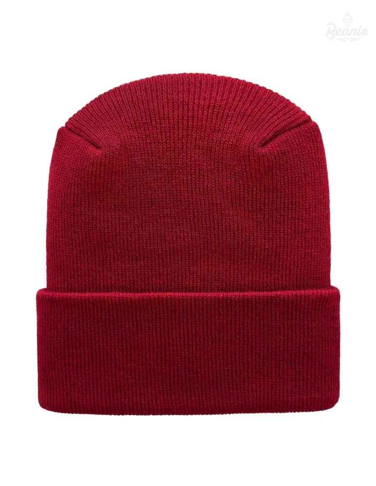 Cuffed Beanie - Circular knit Winter Hat - H-Stitch - Solid - Maroon