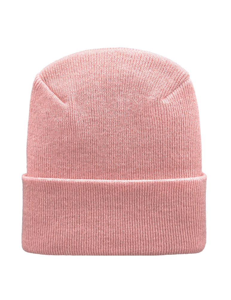 Gorro con vuelta - Tejido circular - Gorro de invierno - Punto H - Liso - Rosa