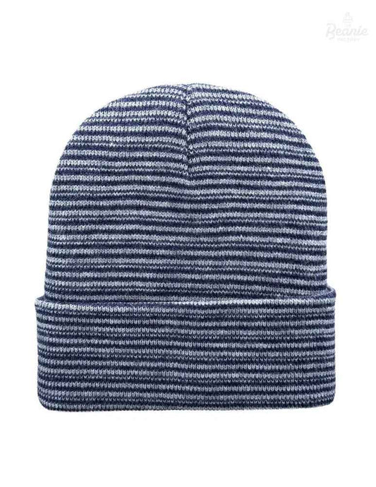 Cuffed Beanie - Circular knit Winter Hat - Traditional - Contrast - Gray / Denim