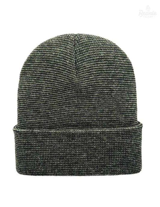 Cuffed Beanie - Circular knit Winter Hat - Traditional - Fusion - Black / Green