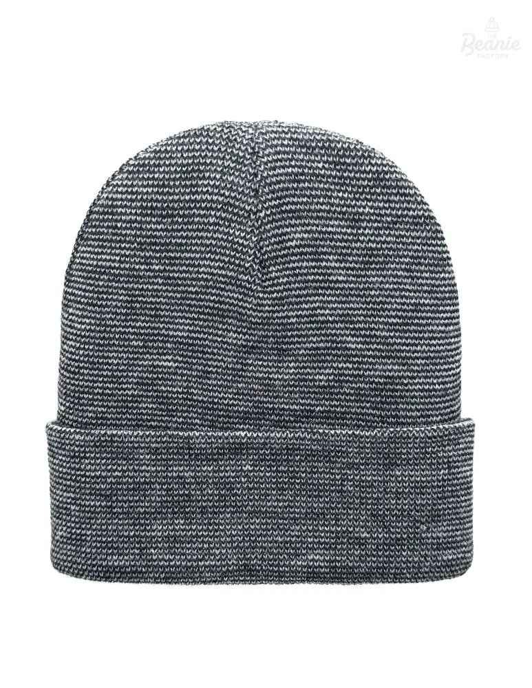 Cuffed Beanie - Circular knit Winter Hat - Traditional - Fusion - Black / Gray