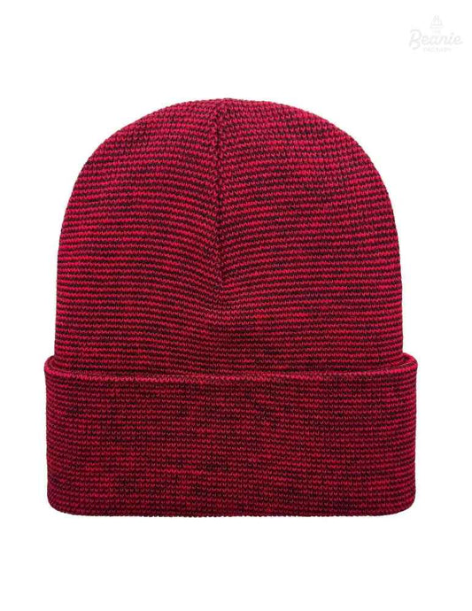 Cuffed Beanie - Circular knit Winter Hat - Traditional - Fusion - Black / Red