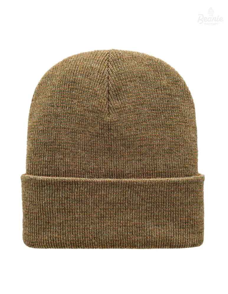 Cuffed Beanie - Circular knit Winter Hat - Traditional - Fusion - Brown / Green