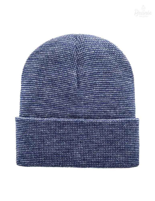 Cuffed Beanie - Circular knit Winter Hat - Traditional - Fusion - Gray / Blue