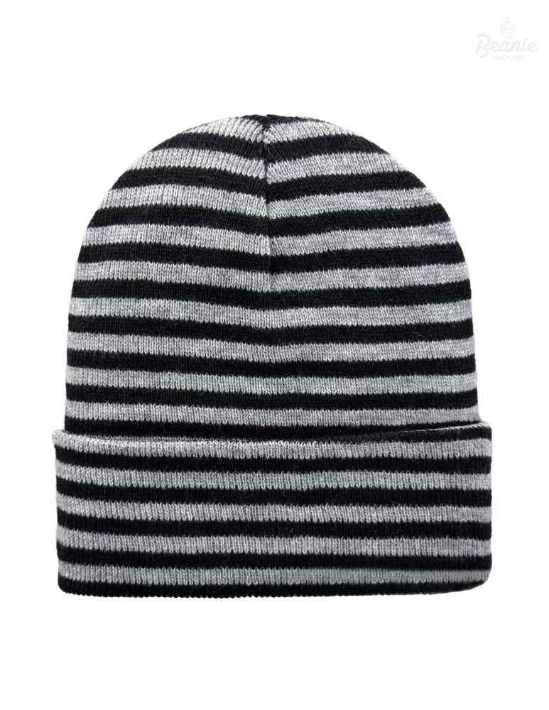 Cuffed Beanie - Circular knit Winter Hat - Traditional - Roro - Black / Gray