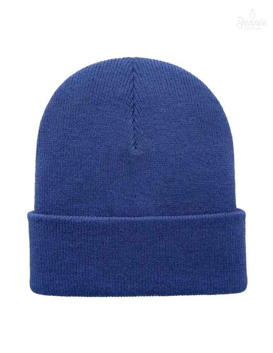 Cuffed Beanie - Circular knit Winter Hat - Traditional - Solid - Blue