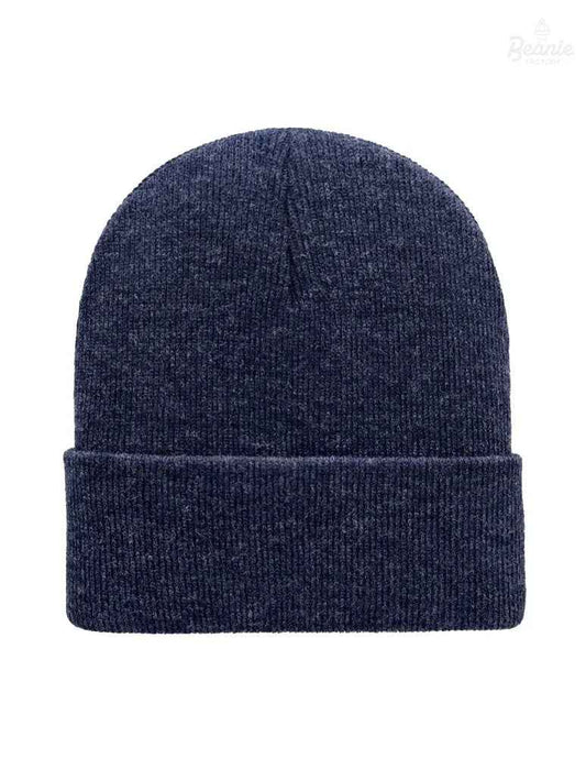 Cuffed Beanie - Circular knit Winter Hat - Traditional - Solid - Denim