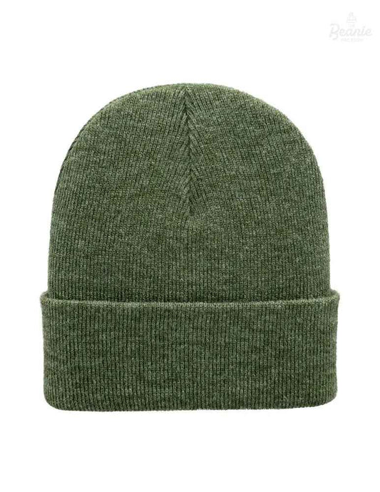 Cuffed Beanie - Circular knit Winter Hat - Traditional - Solid - Green