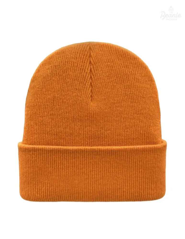 Cuffed Beanie - Circular knit Winter Hat - Traditional - Solid - Orange