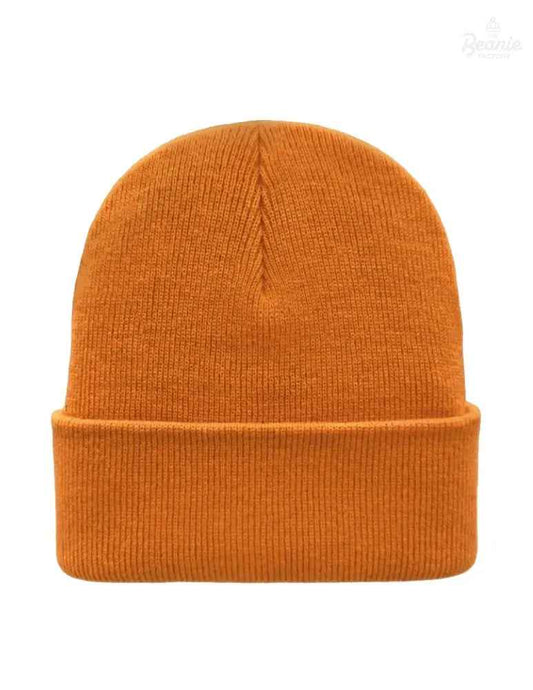 Cuffed Beanie - Circular knit Winter Hat - Traditional - Solid - Orange
