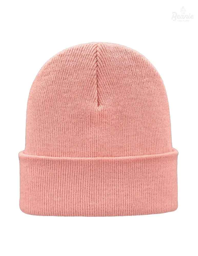 Cuffed Beanie - Circular knit Winter Hat - Traditional - Solid - Pink