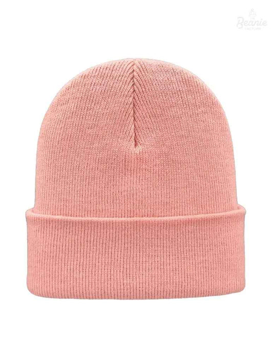 Cuffed Beanie - Circular knit Winter Hat - Traditional - Solid - Pink