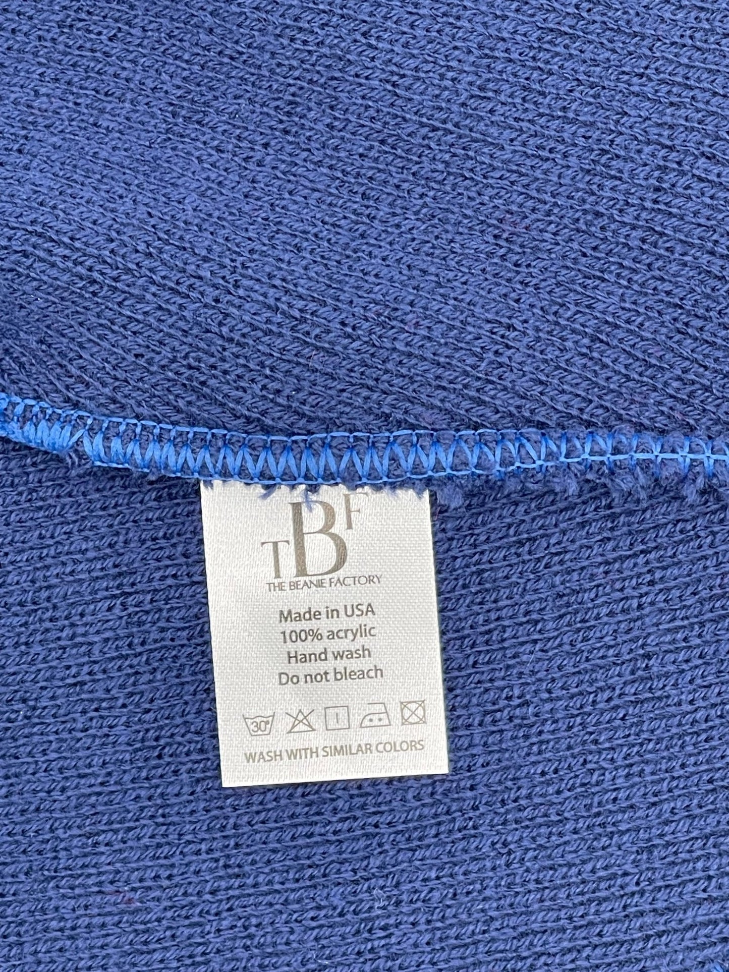 Blank Beanie Factory Cuffed Winter Hat, Wholesale price, Premium Quality, Blue, Made in U.S.A - The Beanie Factory