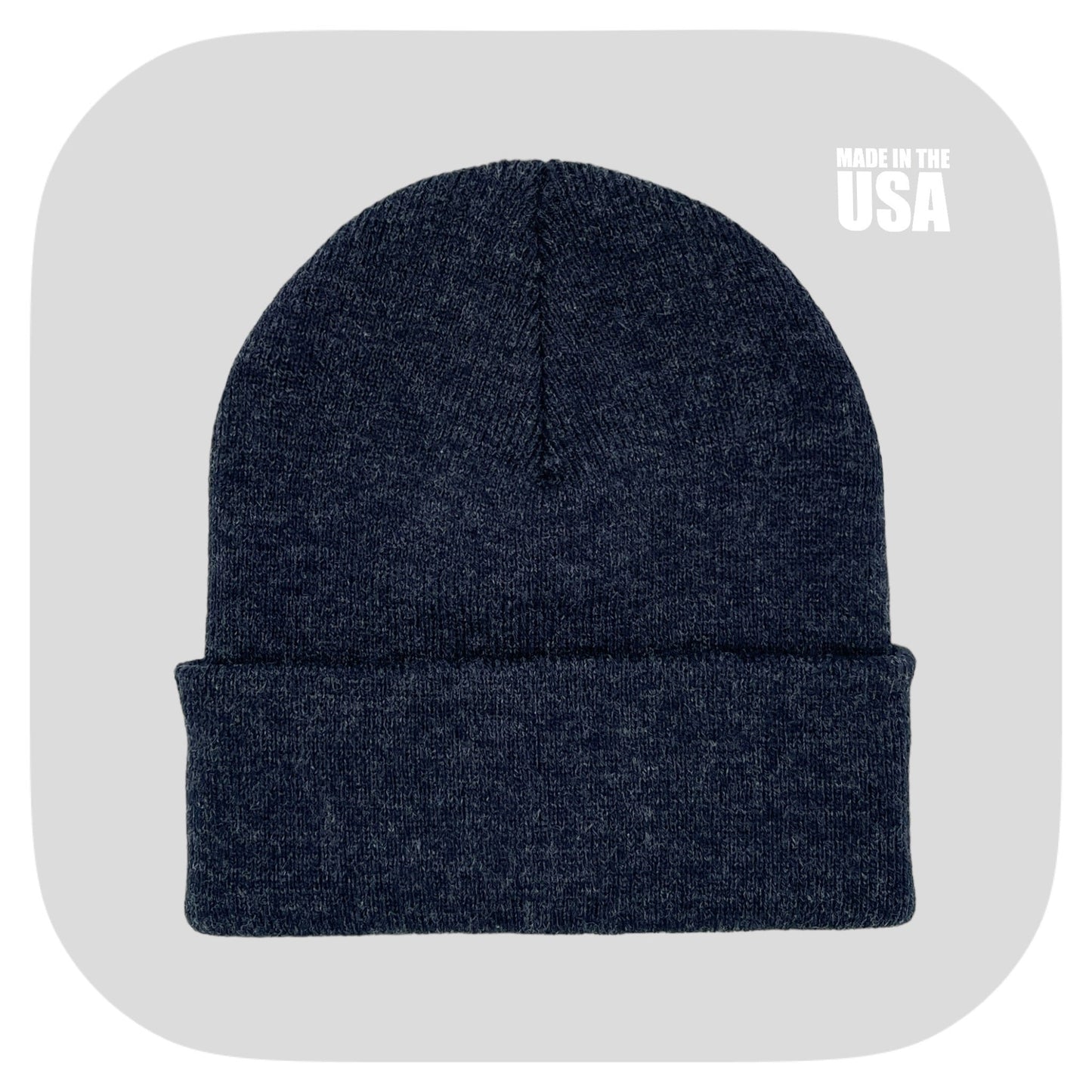 Blank Beanie Factory Cuffed Winter Hat, Wholesale price, Premium Quality, Blue, Made in U.S.A - The Beanie Factory