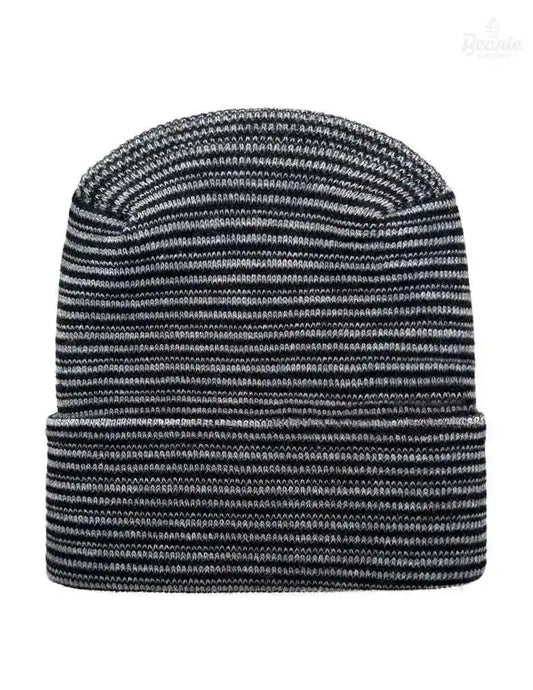 Cuffed Beanie - Circular knit Winter Hat - H-Stitch - Contrast - Black / Gray The Beanie Factory Custom, Personlize