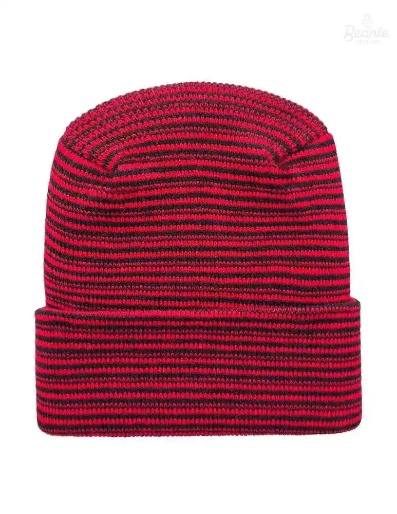 Cuffed Beanie - Circular knit Winter Hat - H-Stitch - Contrast - Black / Red The Beanie Factory Custom, Personlize