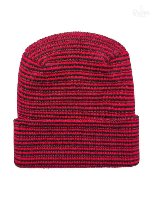Cuffed Beanie - Circular knit Winter Hat - H-Stitch - Contrast - Black / Red The Beanie Factory Custom, Personlize