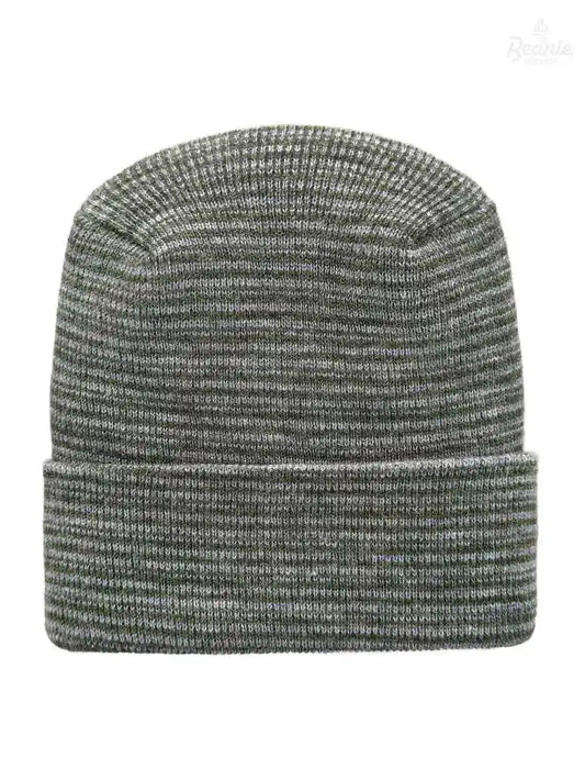 Cuffed Beanie - Circular knit Winter Hat - H-Stitch - Contrast - Gray / Green The Beanie Factory Custom, Personlize