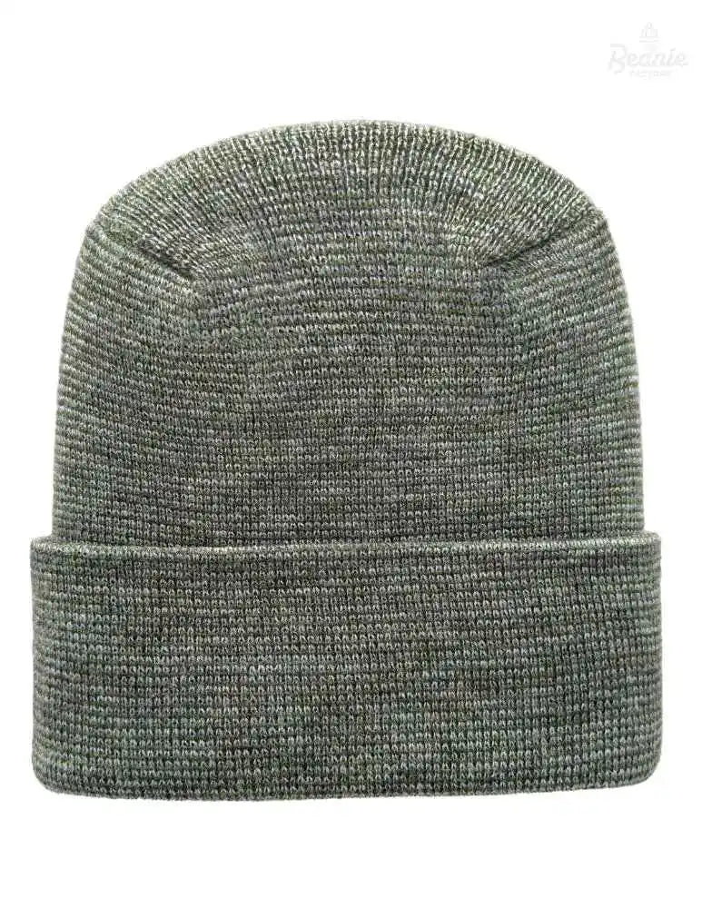Cuffed Beanie - Circular knit Winter Hat - H-Stitch - Fusion - Gray / Green The Beanie Factory Custom, Personlize
