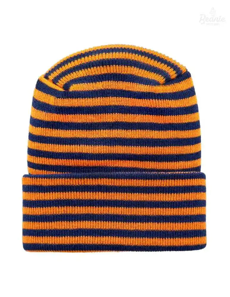 Cuffed Beanie - Circular knit Winter Hat - H-Stitch - Roro - Blue / Orange The Beanie Factory Custom, Personlize