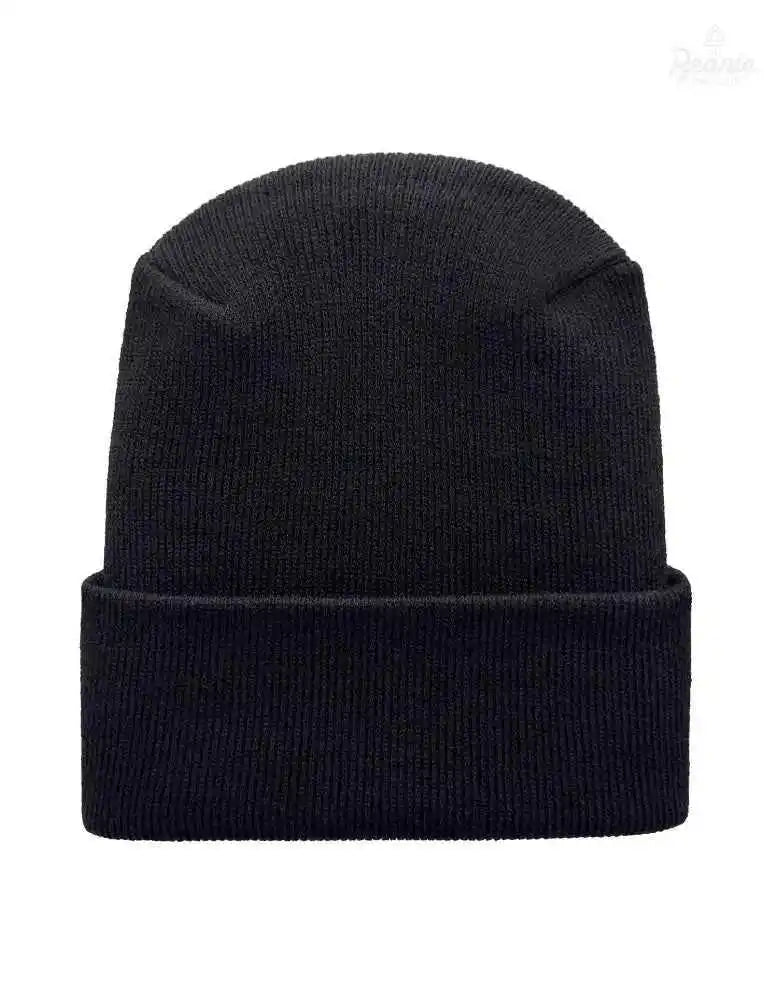 Cuffed Beanie - Circular knit Winter Hat - H-Stitch - Solid - Black The Beanie Factory Custom, Personlize