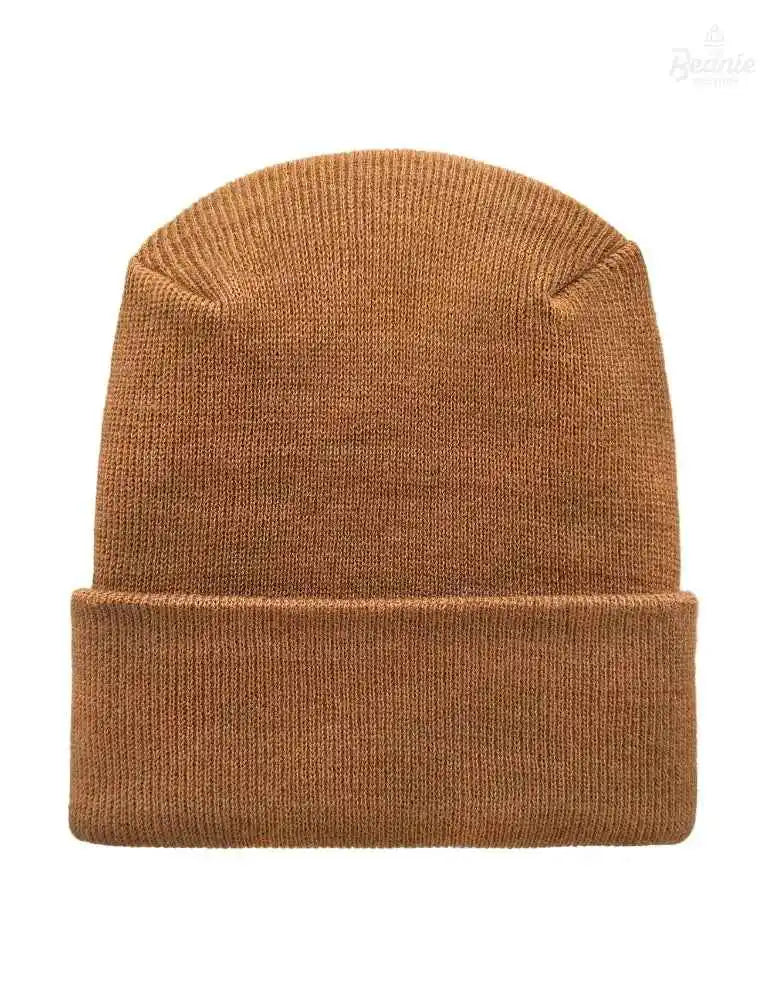 Cuffed Beanie - Circular knit Winter Hat - H-Stitch - Solid - Brown The Beanie Factory Custom, Personlize