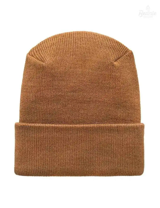 Cuffed Beanie - Circular knit Winter Hat - H-Stitch - Solid - Brown The Beanie Factory Custom, Personlize