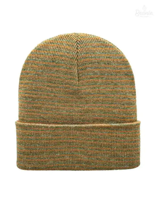 Cuffed Beanie - Circular knit Winter Hat - Traditional - Contrast - Brown / Green The Beanie Factory Custom, Personlize