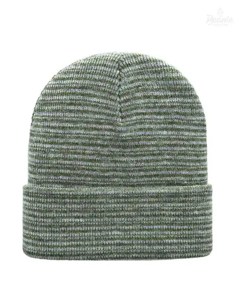 Cuffed Beanie - Circular knit Winter Hat - Traditional - Contrast - Gray / Green The Beanie Factory Custom, Personlize
