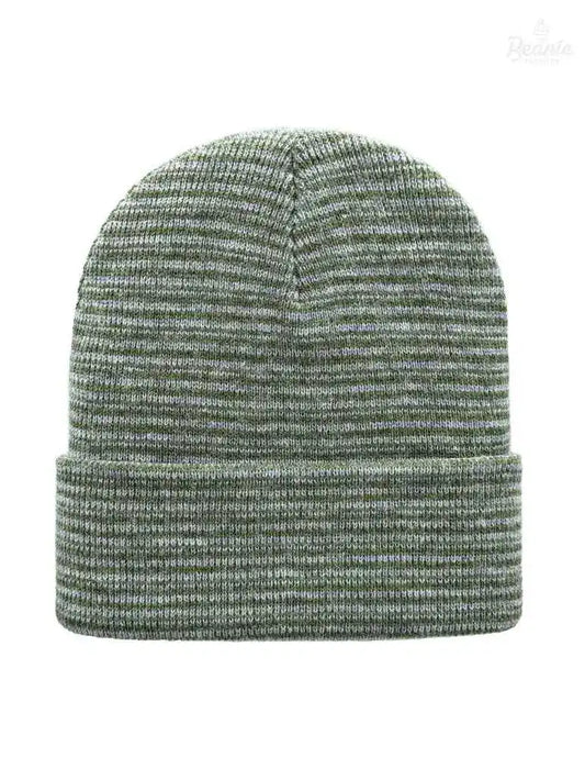 Cuffed Beanie - Circular knit Winter Hat - Traditional - Contrast - Gray / Green The Beanie Factory Custom, Personlize