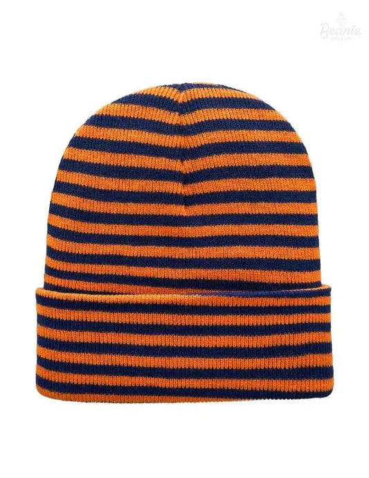 Cuffed Beanie - Circular knit Winter Hat - Traditional - Roro - Blue / Orange The Beanie Factory Custom, Personlize
