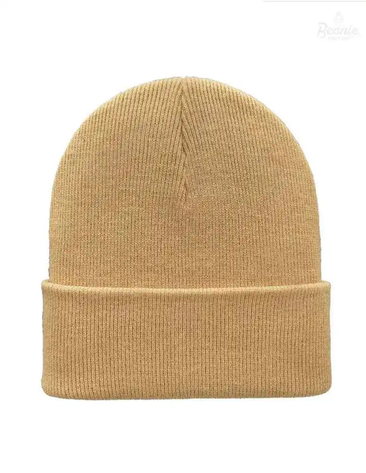 Cuffed Beanie - Circular knit Winter Hat - Traditional - Solid - Beige The Beanie Factory Custom, Personlize