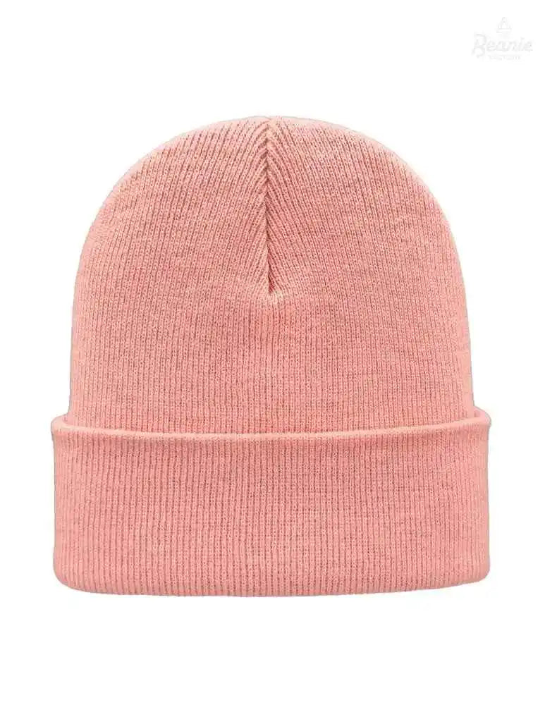 Cuffed Beanie - Circular knit Winter Hat - Traditional - Solid - Pink The Beanie Factory Custom, Personlize