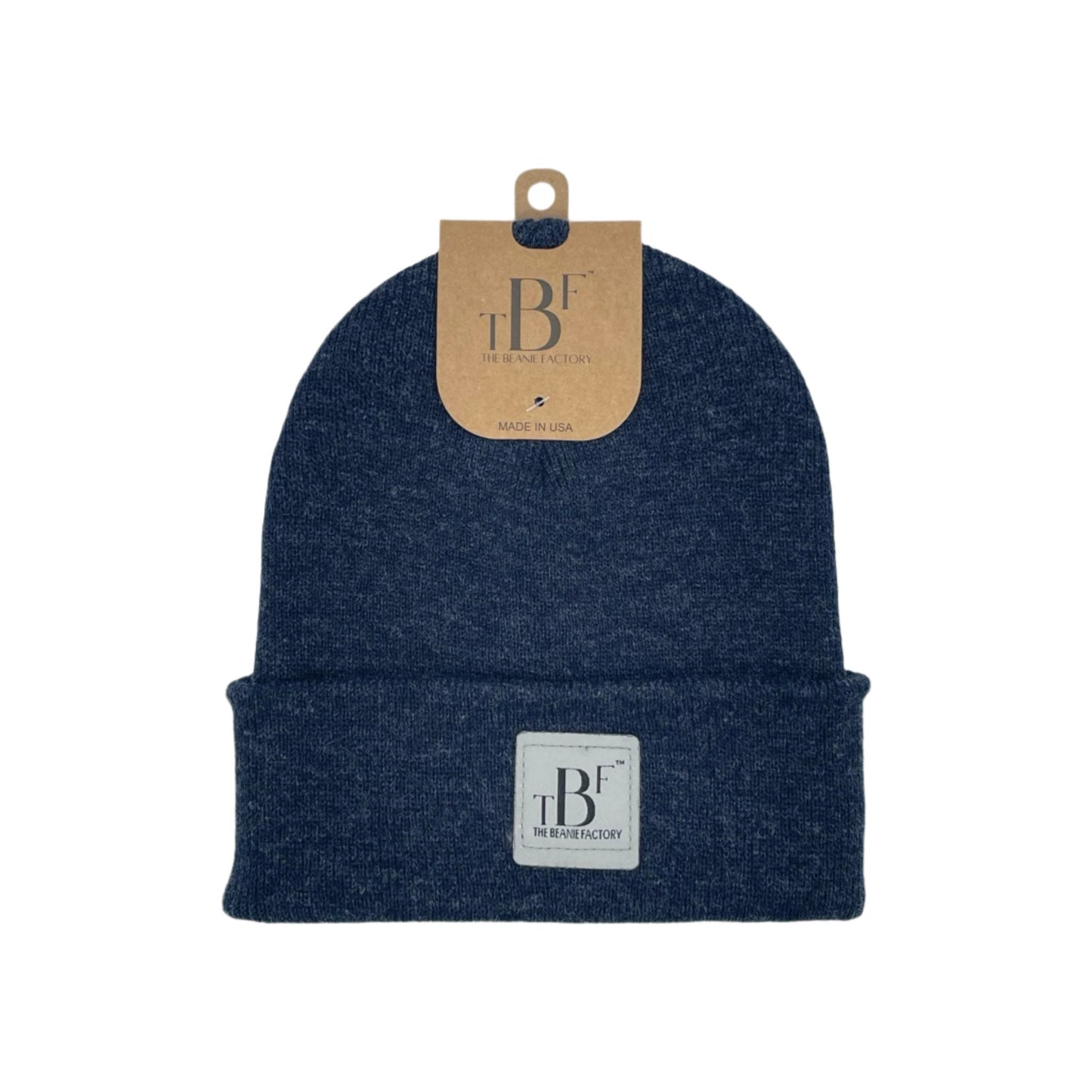 The Beanie Factory Cuffed Winter Hat, Made in U.S., Navy Beanie - The Beanie Factory