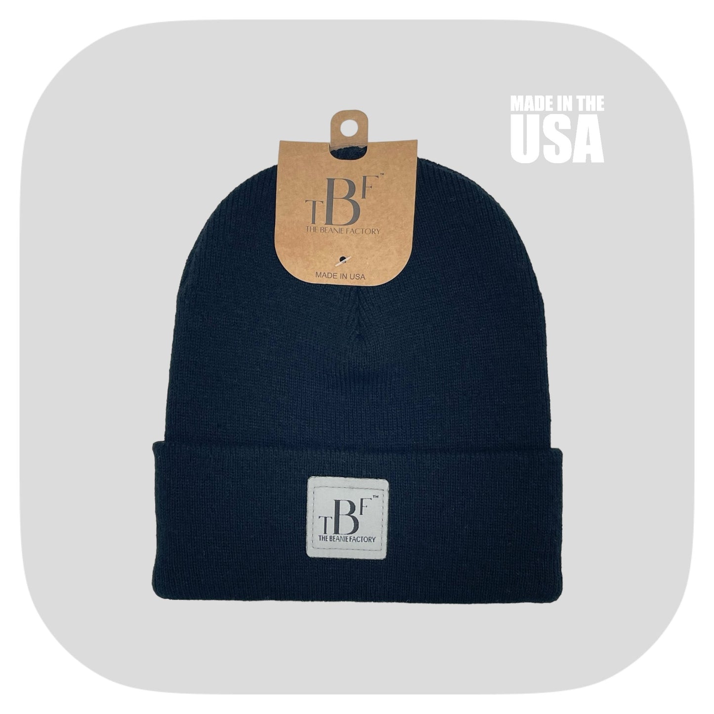 The Beanie Factory Cuffed Winter Hat, Made in U.S., Navy Beanie - The Beanie Factory