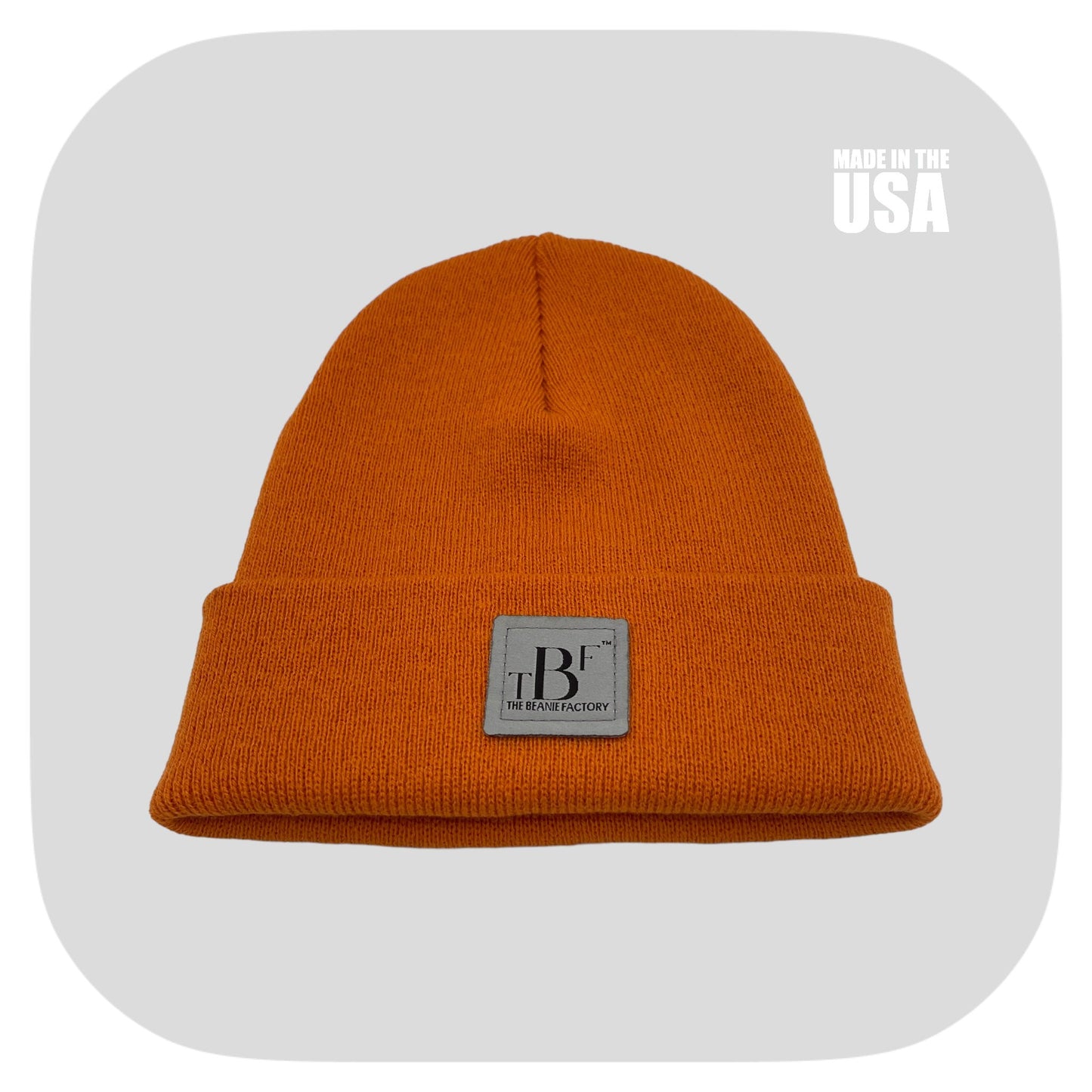 The Beanie Factory Cuffed Winter Hat, Made in U.S., Orange Beanie - The Beanie Factory