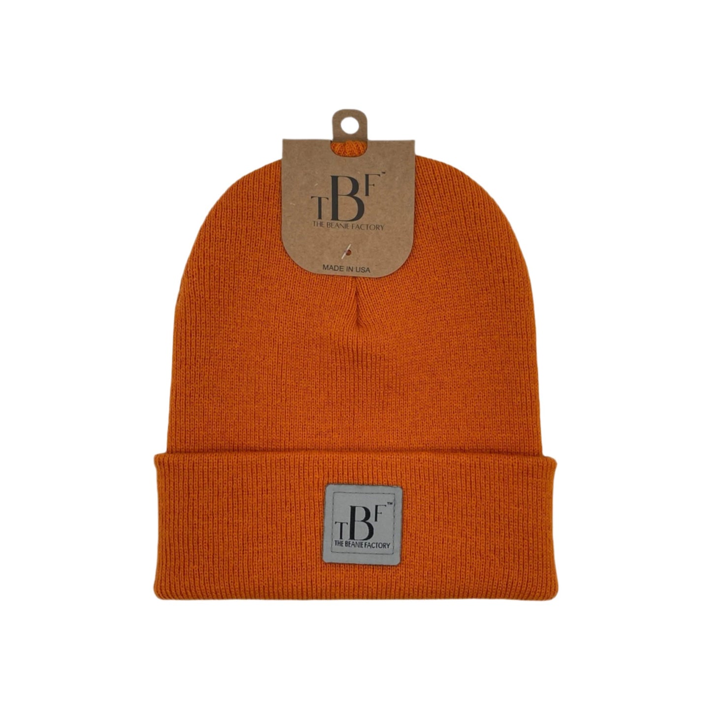 The Beanie Factory Cuffed Winter Hat, Made in U.S., Orange Beanie - The Beanie Factory