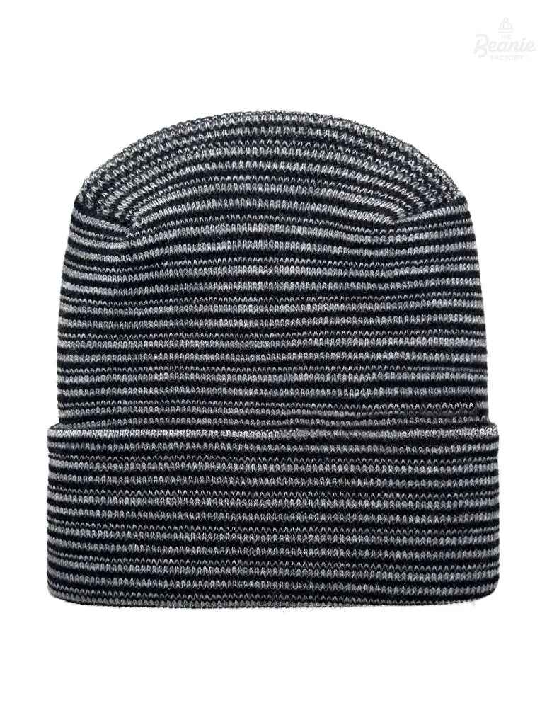 Cuffed Beanie - Circular knit  Winter Hat - H-Stitch - Contrast - Black / Gray