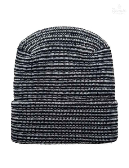 Cuffed Beanie - Circular knit  Winter Hat - H-Stitch - Contrast - Black / Gray