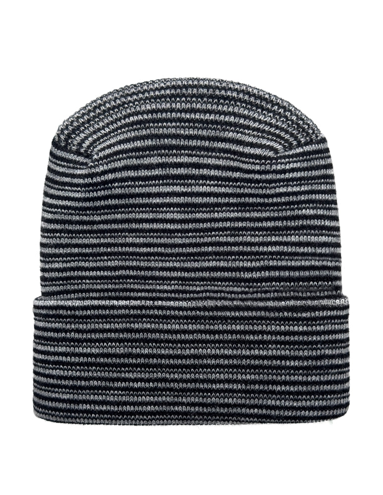 Gorro con dobladillo - Tejido circular - Gorro de invierno - Punto H - Contraste - Negro / Gris