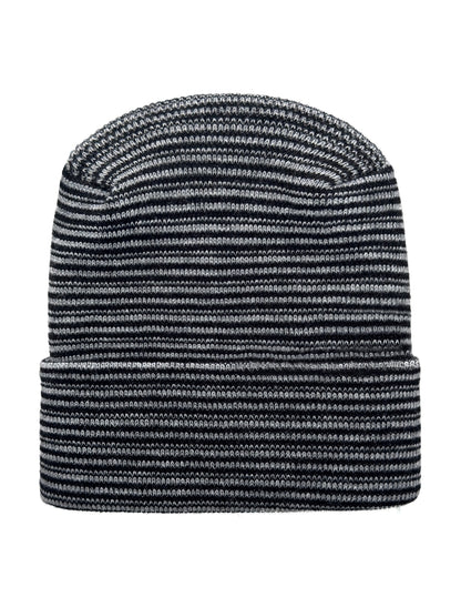 Gorro con dobladillo - Tejido circular - Gorro de invierno - Punto H - Contraste - Negro / Gris