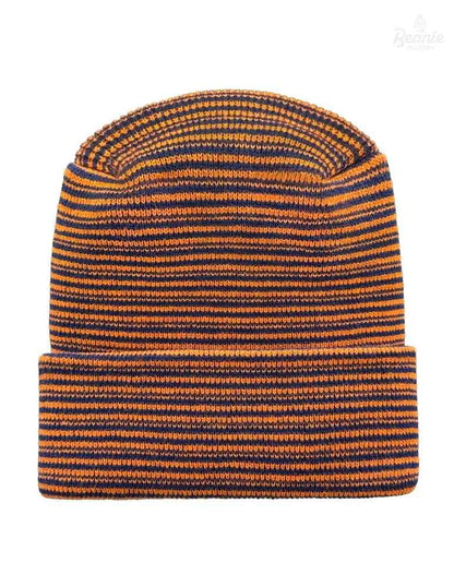 Cuffed Beanie - Circular knit  Winter Hat - H-Stitch - Contrast - Blue / Orange